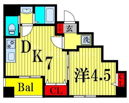 BLOOM 南千住(1DK/2階)の間取り写真