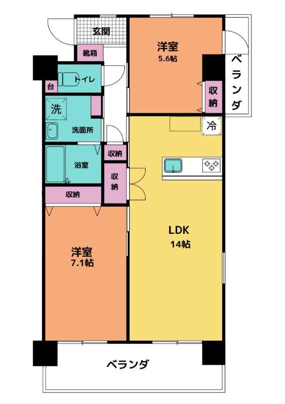 ESANTERRACE為又(2LDK/9階)の間取り写真