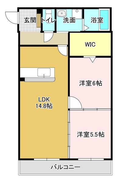 リアンジュ下沢(2LDK/2階)の間取り写真