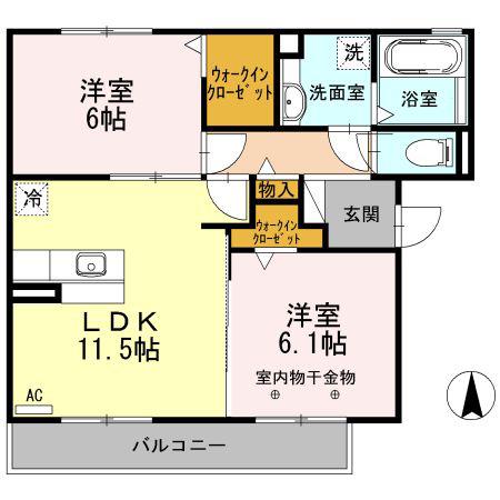 ポロヌプリ(2LDK/2階)の間取り写真