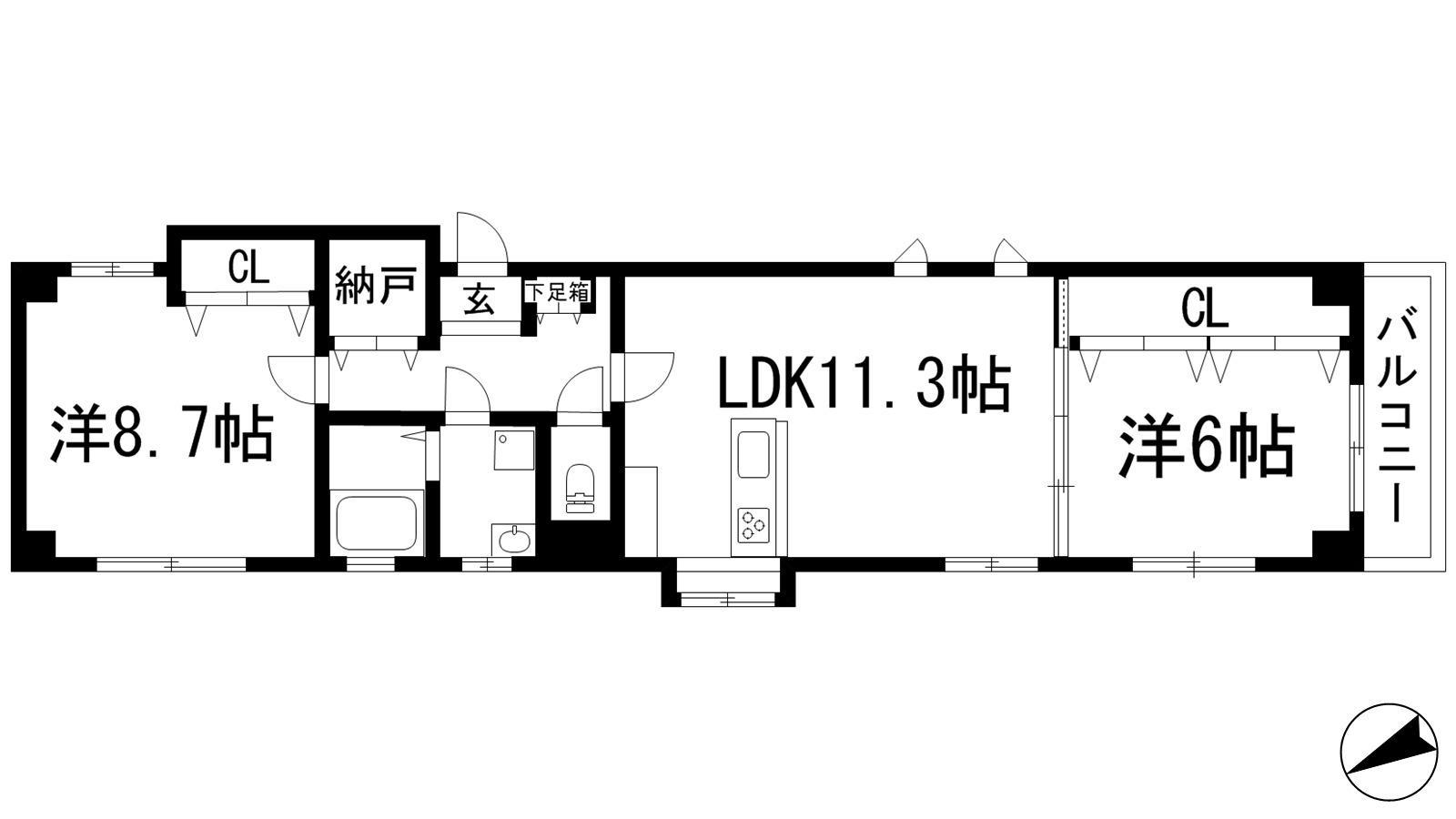 アルバ石橋(2LDK/3階)の間取り写真