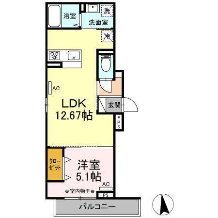 ルリアン八広(1LDK/2階)の間取り写真