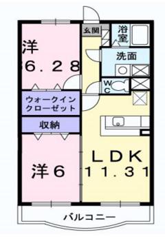 セントラル・アンフィニティA・B・C・D (2LDK/3階)の間取り写真