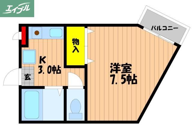 RURU今(1K/3階)の間取り写真