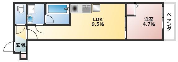 ルクレール菱屋(1LDK/3階)の間取り写真