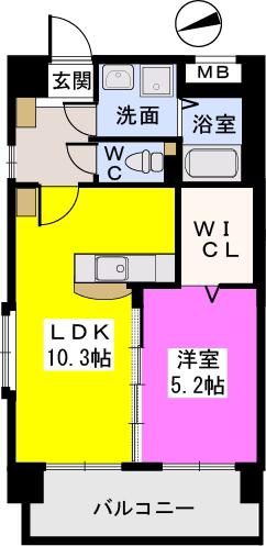 グレイスサンビオ(1LDK/6階)の間取り写真