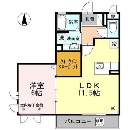 ファビュラス松下(1LDK/2階)の間取り写真