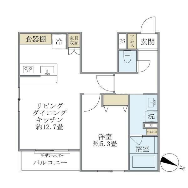 ザ 品川イーストレジデンス(1LDK/1階)の間取り写真