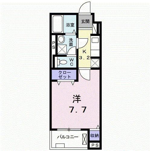 シャローム K(1K/4階)の間取り写真