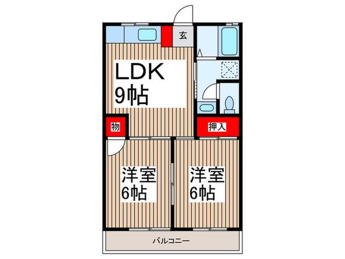 ハイマートミヤノB(2LDK/2階)の間取り写真