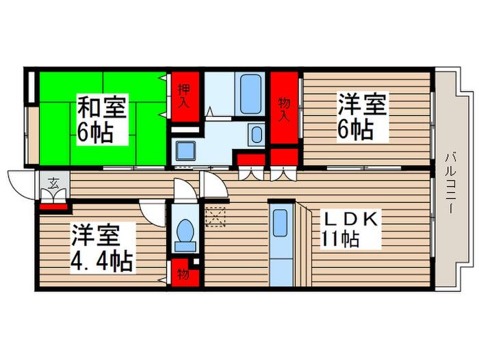 グランドゥールレジデンス田園(3LDK/1階)の間取り写真