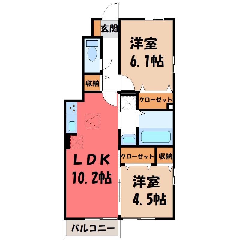 ミッドパレス市場町II(2LDK/1階)の間取り写真