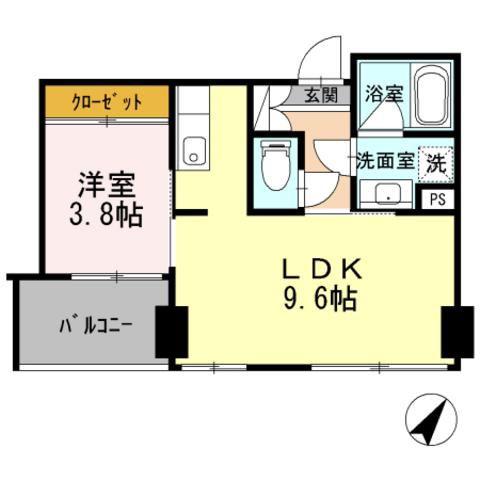 ロイジェント新宿イーストサイド(1LDK/4階)の間取り写真