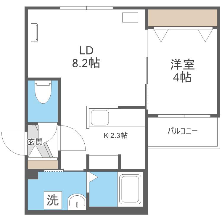 フェーラシュヴァル元町(1LDK/1階)の間取り写真