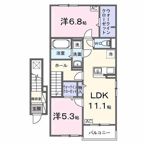 ミルキーウェイ(2LDK/2階)の間取り写真
