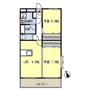 ジョイグランデS(2LDK/3階)の間取り写真