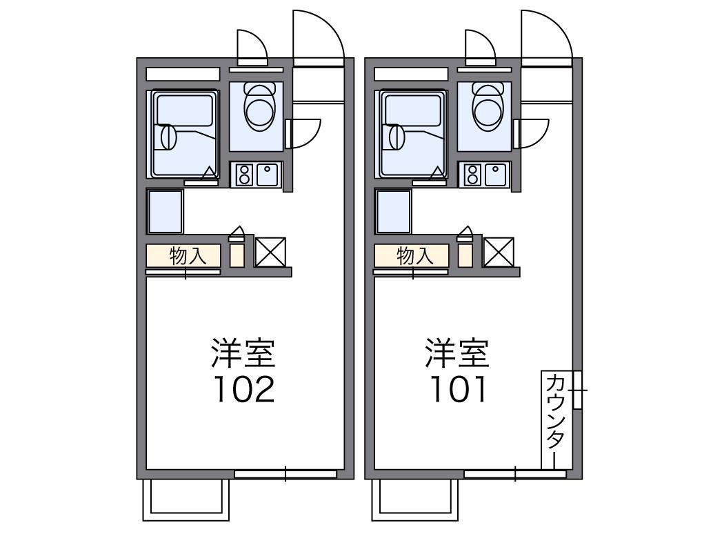 レオパレス上津台(1K/1階)の間取り写真