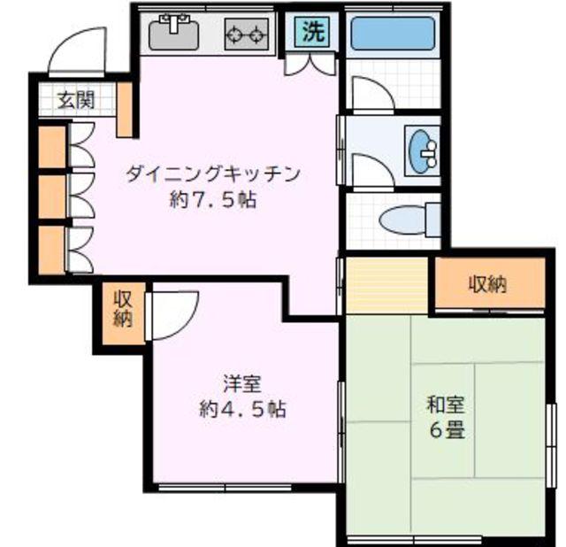 ウッディハウス(2DK/1階)の間取り写真