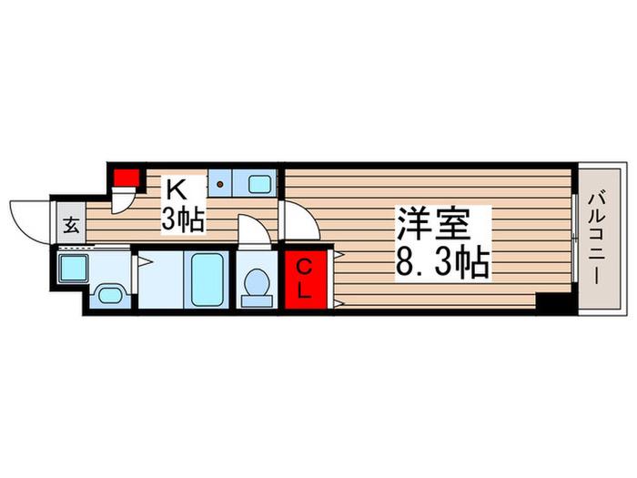 釜鳴マンション(1K/5階)の間取り写真