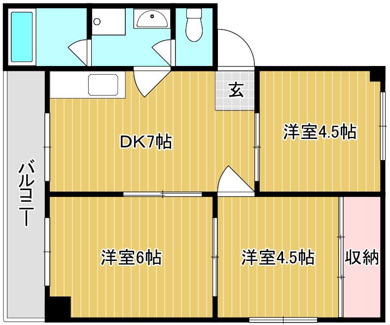 メゾンタツミ(3DK/2階)の間取り写真