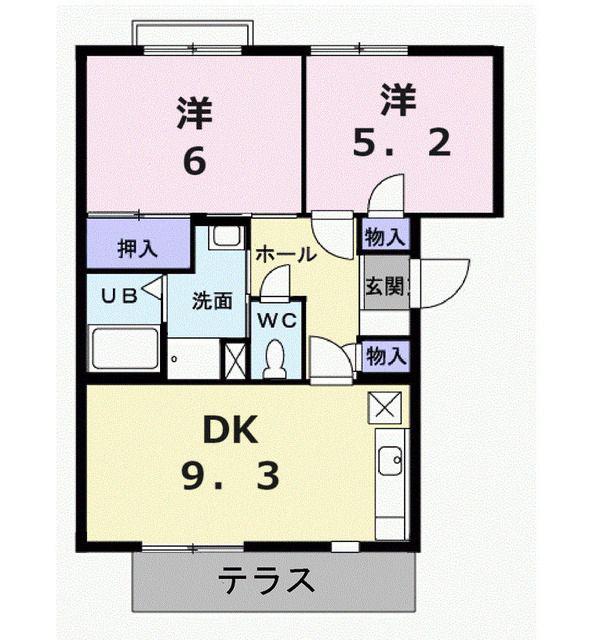 リヴィエールヤサキ(2DK/1階)の間取り写真