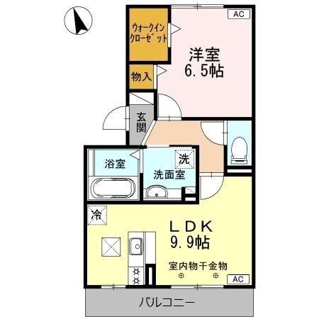 ジュフーレ和田(1LDK/1階)の間取り写真