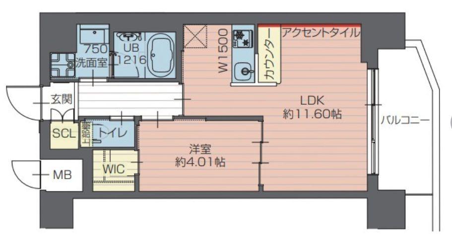プレジオ川口ASIAN(1LDK/5階)の間取り写真
