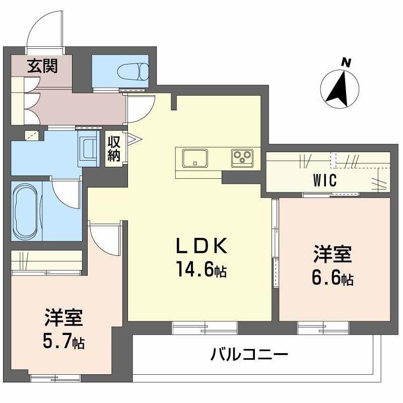 弓張月 上杉(2LDK/2階)の間取り写真