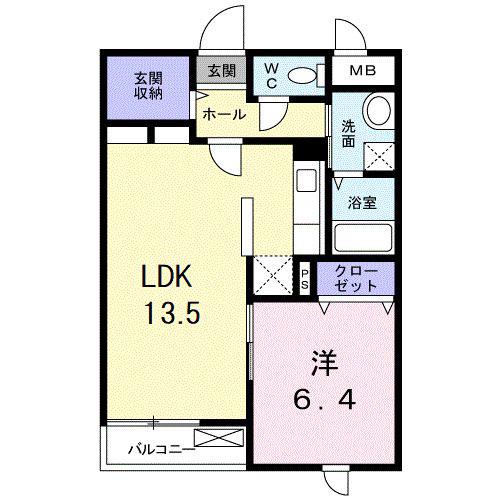 サンリット初生(1LDK/2階)の間取り写真