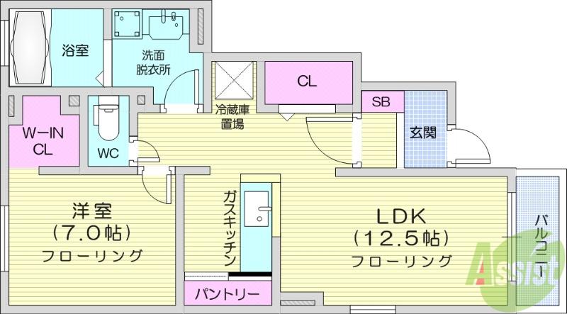 GREETING 華(1LDK/1階)の間取り写真