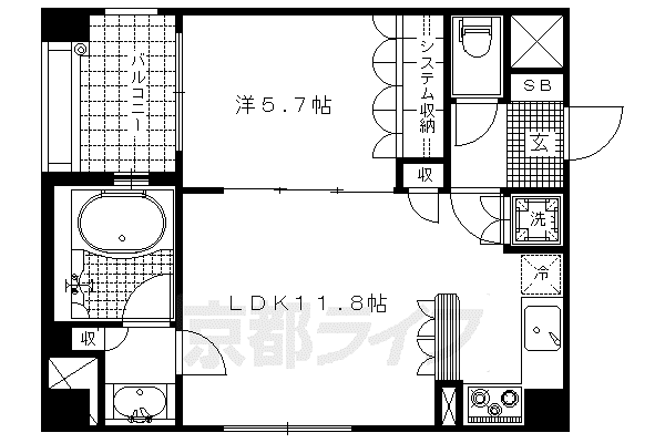LEGAL京都御所東(1LDK/4階)の間取り写真