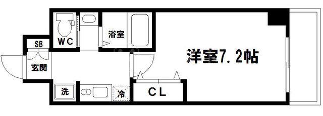 プラチナム松屋町(1K/10階)の間取り写真
