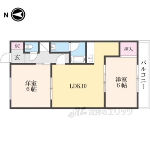 トマーテ桂(2LDK/3階)の間取り写真