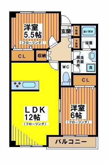 ラベンダーテラス(2LDK/2階)の間取り写真