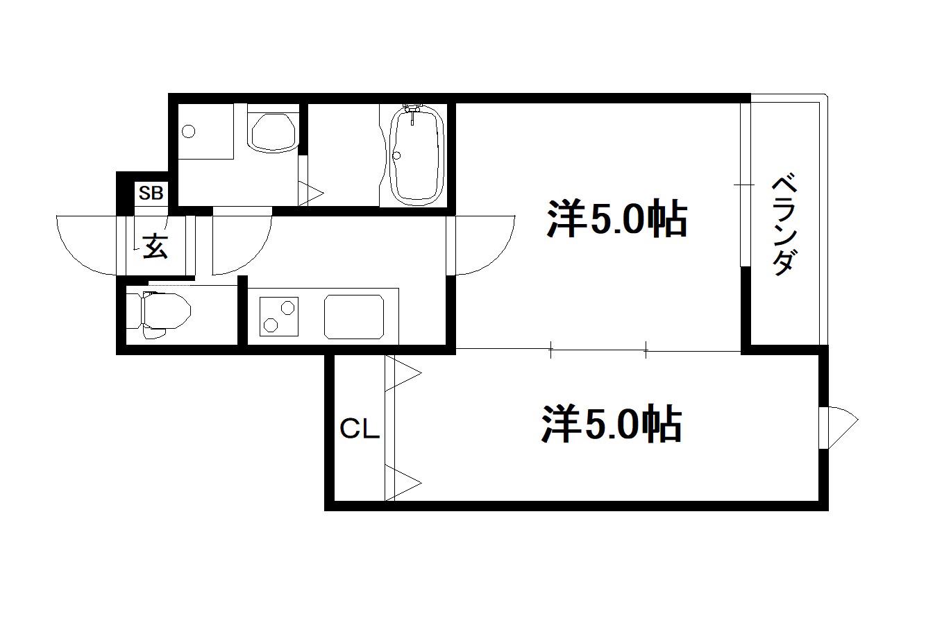 ベレーザ西陣II(2K/2階)の間取り写真