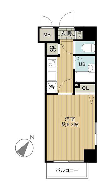 フェニックス伊勢佐木町(1K/8階)の間取り写真