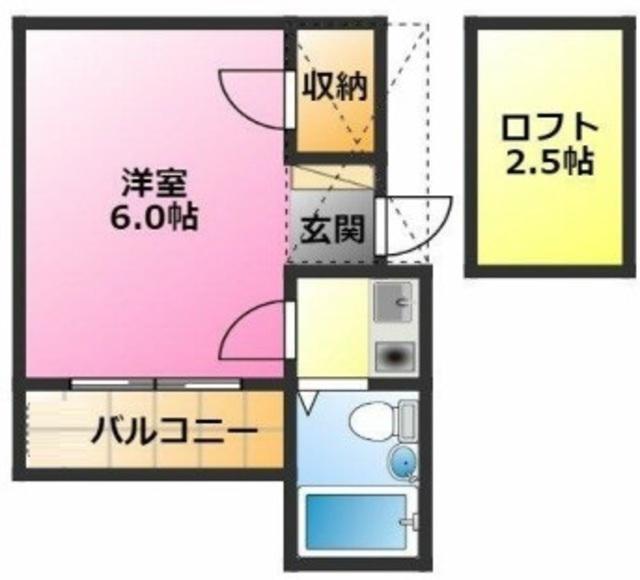 クレア白楽(1K/2階)の間取り写真
