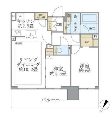 シティタワーズ東京ベイ CENTRAL TOWER(2LDK/32階)の間取り写真