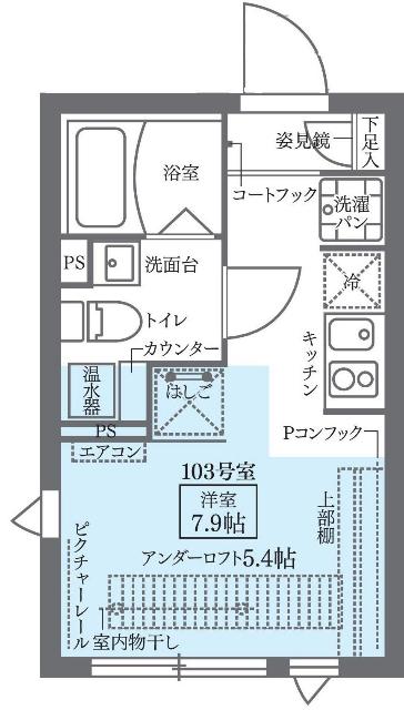 COCOCUBE北千住(ワンルーム/1階)の間取り写真