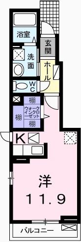 メゾン ロングフィールド(ワンルーム/1階)の間取り写真