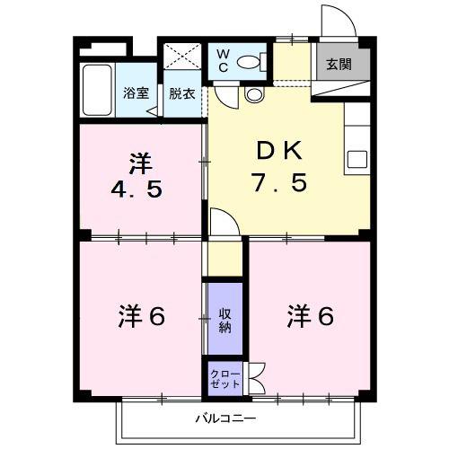 シティハイツ須藤(3DK/2階)の間取り写真