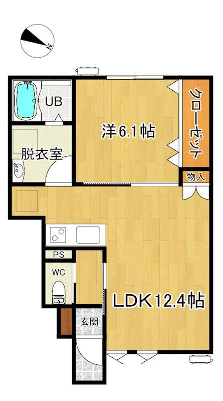 俵元II期AP(1LDK/1階)の間取り写真