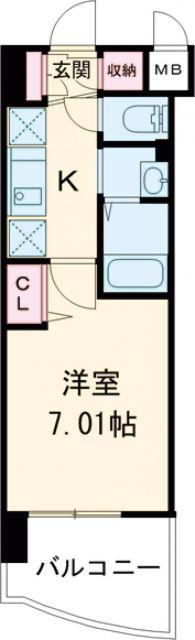 LUXE姫路(1K/14階)の間取り写真