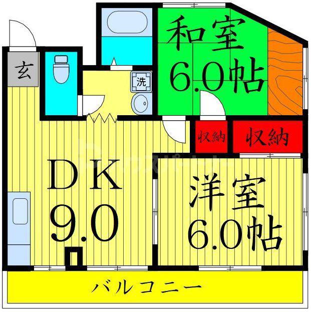 サンシルク日比谷(2DK/6階)の間取り写真