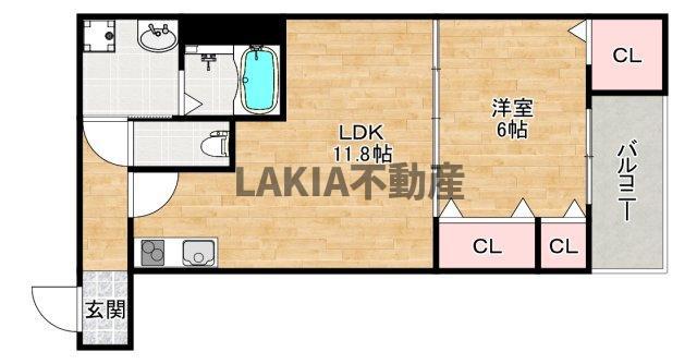 タウンハイツ田辺(1LDK/1階)の間取り写真
