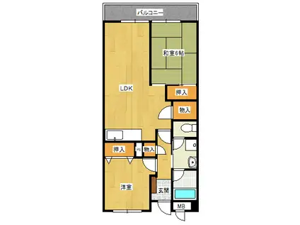 アーバンハイツ大橋(2LDK/4階)の間取り写真