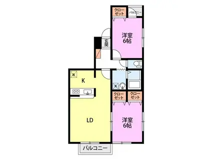 エクセランプラース(2LDK/2階)の間取り写真