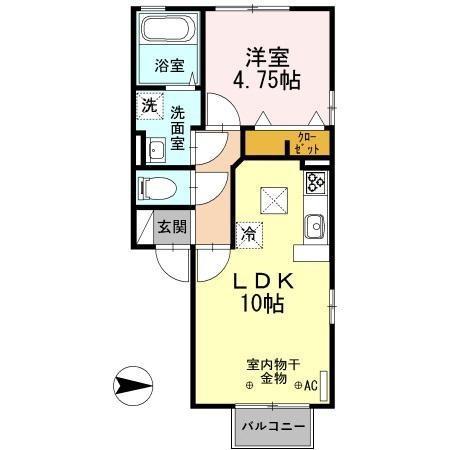ＩＲいしかわ鉄道 小松駅 車で5分 2階建 築14年(1LDK/1階)の間取り写真
