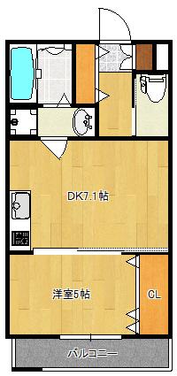 ARBRE KASUGADE(1DK/1階)の間取り写真