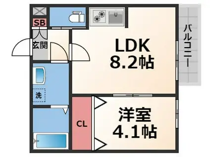 H-MAISON平野II(1LDK/1階)の間取り写真